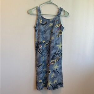 Preowned Girl’s size XL Blue colorful graphic Hilo Hattie sleeveless dress